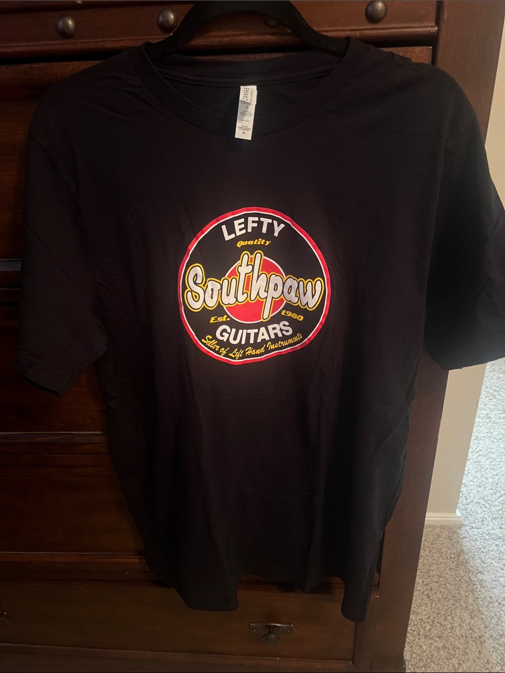 Bella Canvas Black Tee with Red and Yellow Graphic